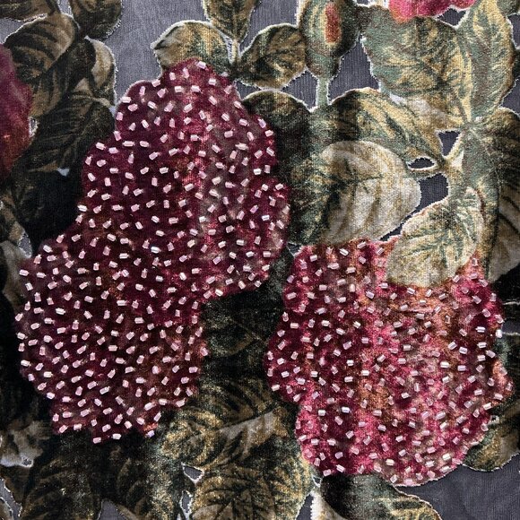 ROSE Victorian-style Beaded Square Floral Shawl SO NICE! - Picture 5 of 11